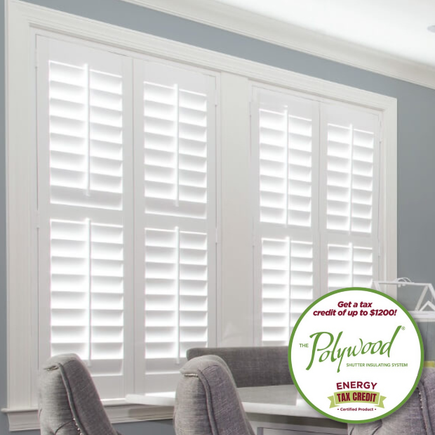 Modern Polywood shutters in a big kitchen
