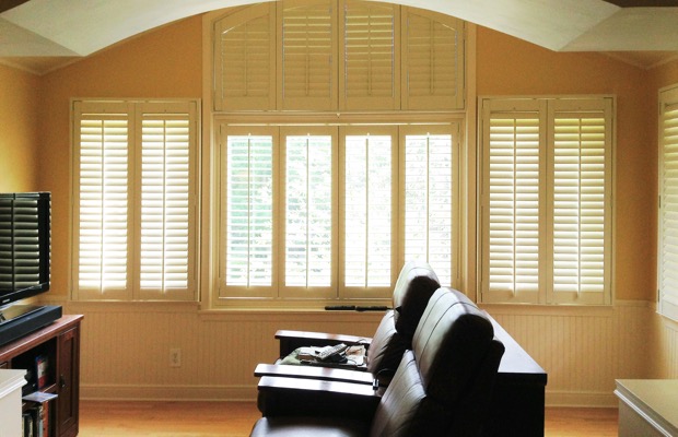 Dallas plantation shutters in tv room