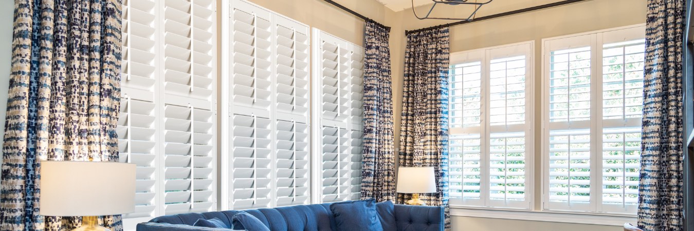 Interior shutters in Terrant County family room