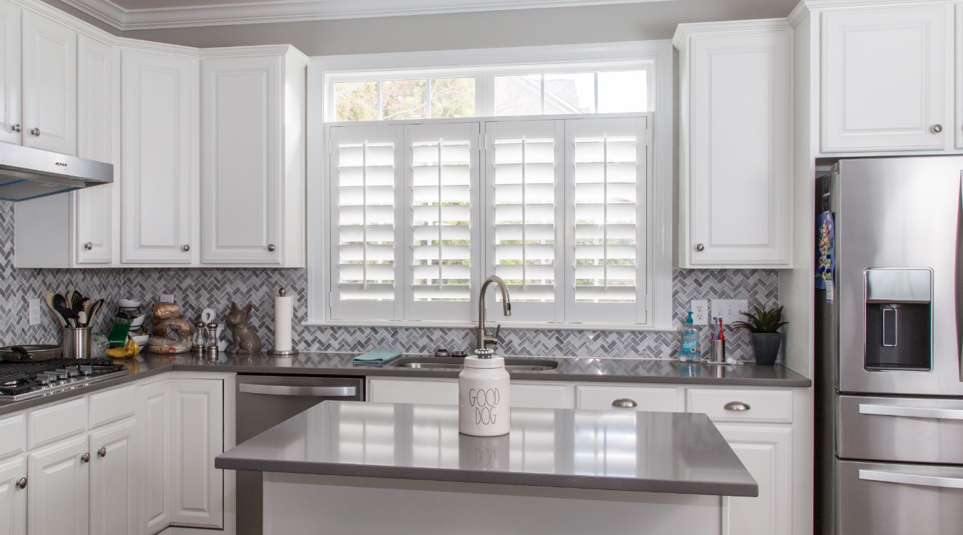 Interior shutters in kitchen