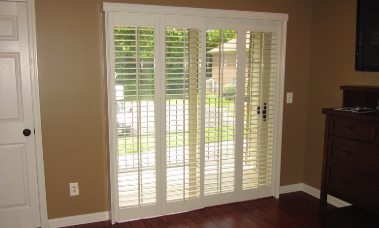 Sliding Glass Door Shutters In Dallas Sunburst Tx Dallas Sliding Door Bifold Shutters In Patio