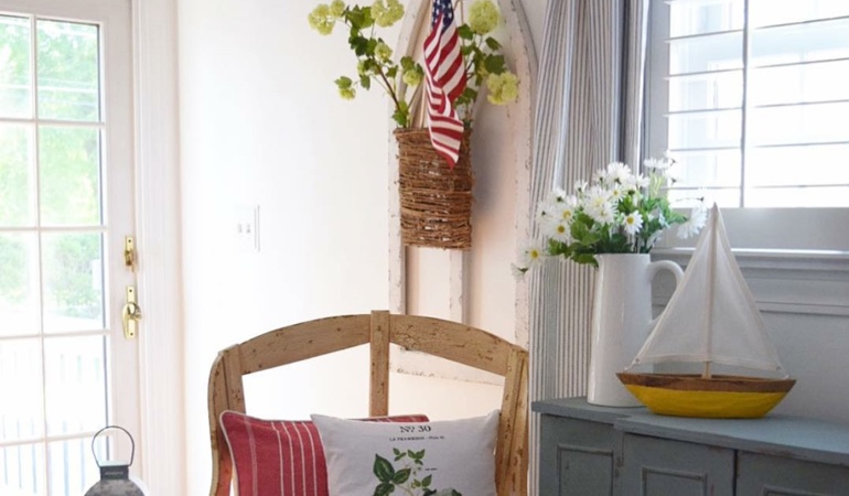 Bright sitting corner with faux wood plantation shutters in Dallas. Faux wood plantation shutters in Dallas