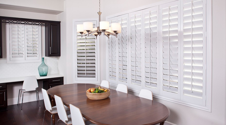 White shutters in a dining room